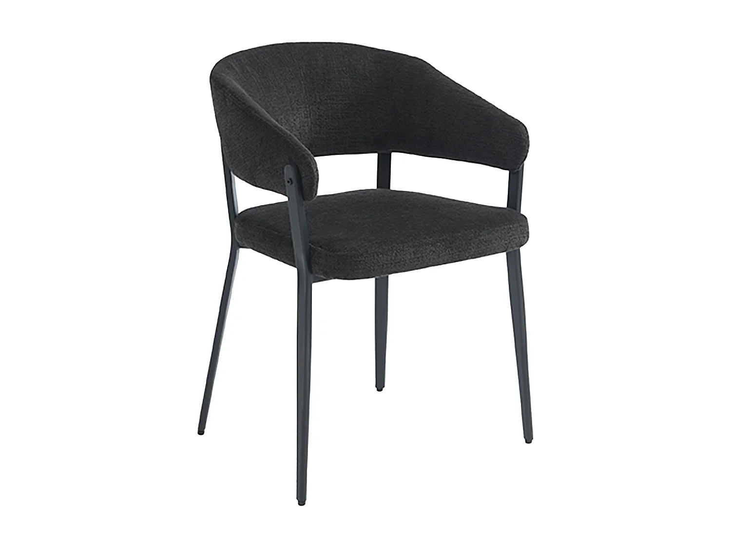 Lot de 6 chaises avec accoudoirs en tissu et métal - Noir - AVRELA