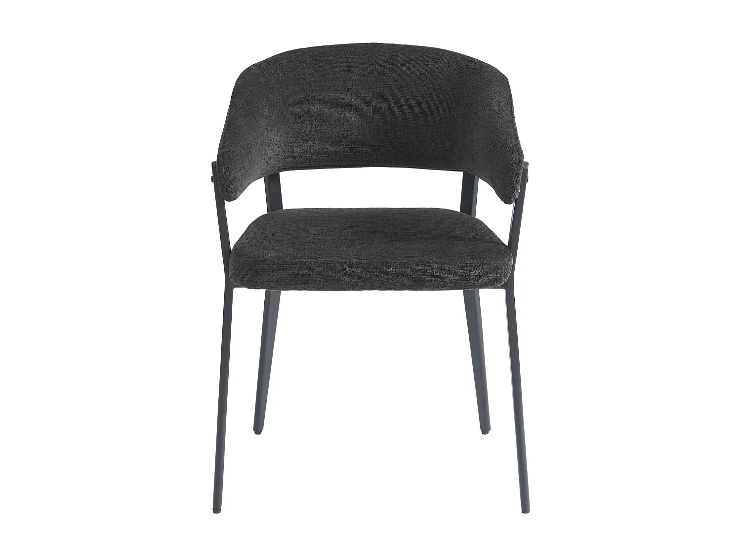 Lot de 6 chaises avec accoudoirs en tissu et métal - Noir - AVRELA