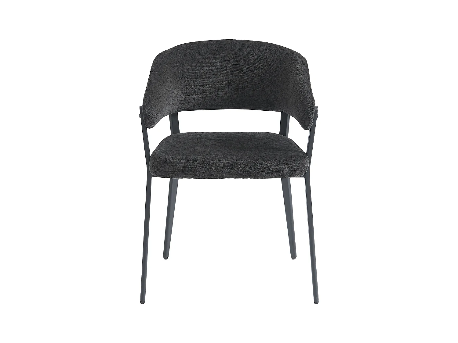 Lot de 6 chaises avec accoudoirs en tissu et métal - Noir - AVRELA