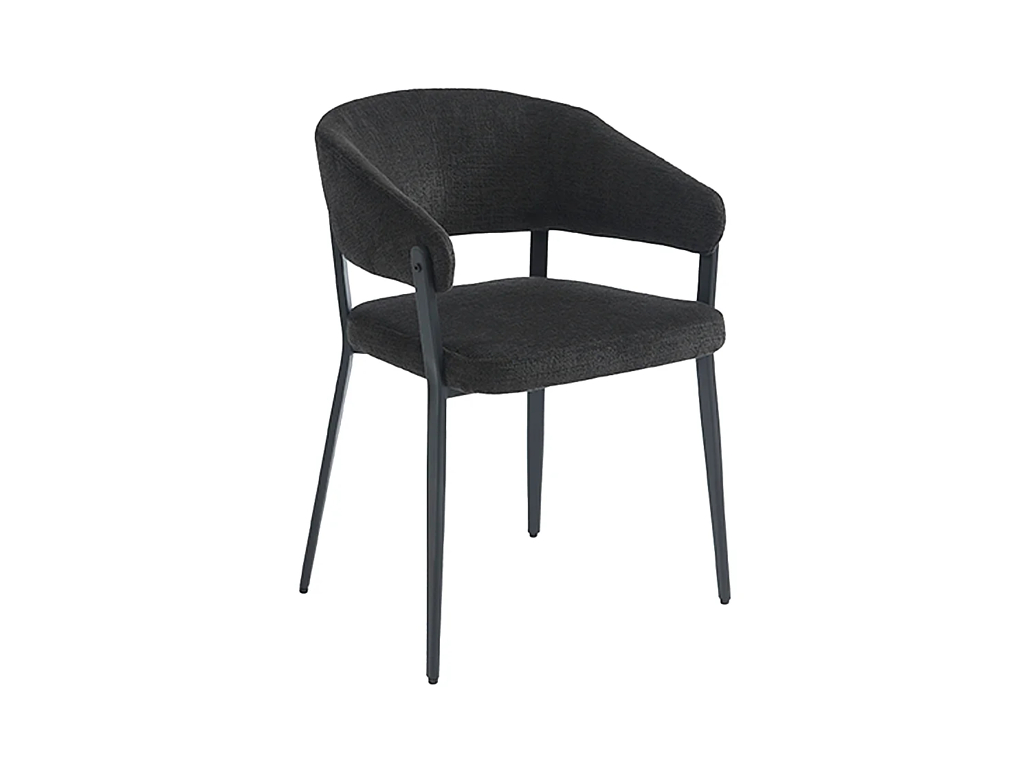 Lot de 6 chaises avec accoudoirs en tissu et métal - Noir - AVRELA