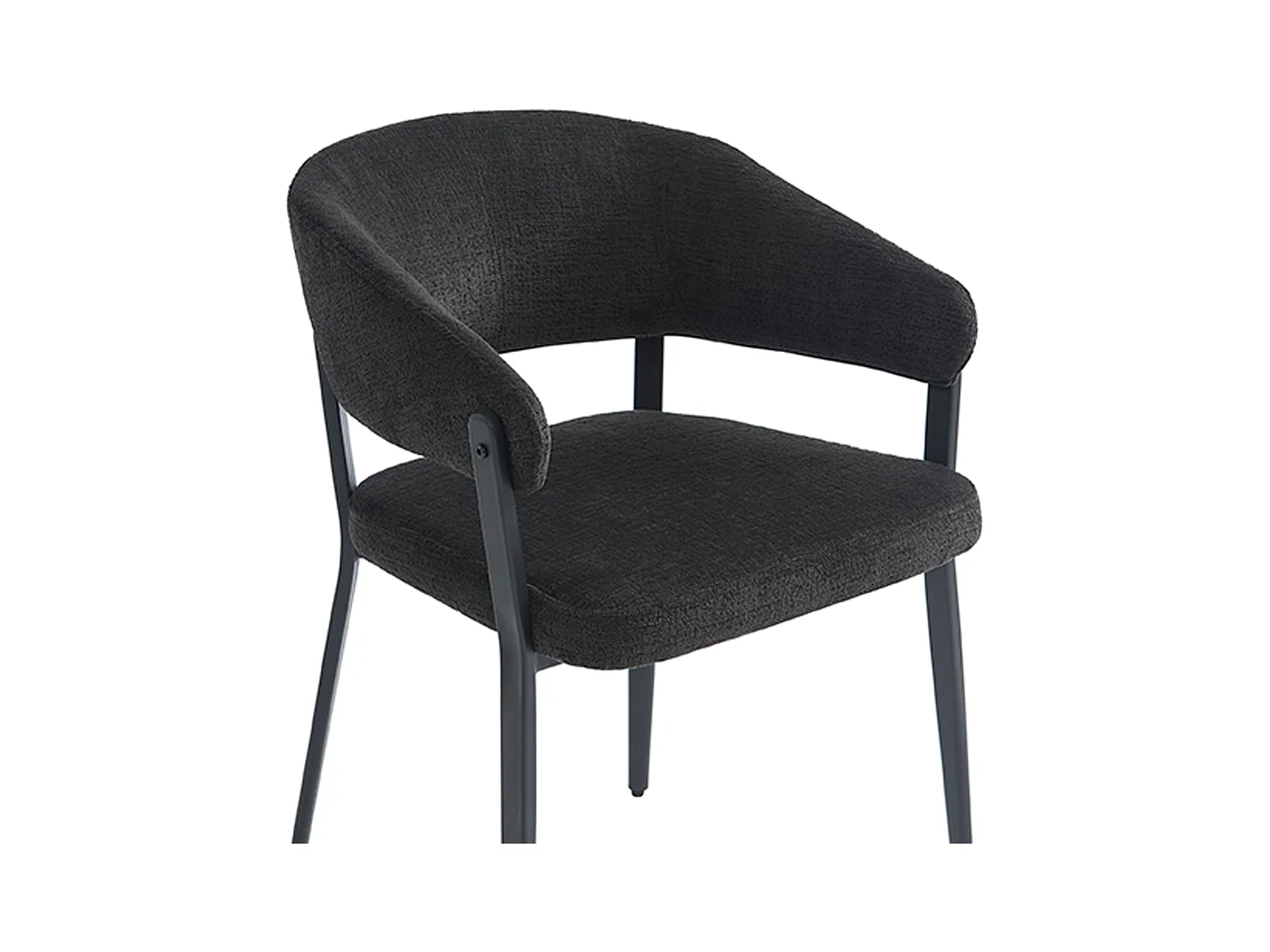 Lot de 6 chaises avec accoudoirs en tissu et métal - Noir - AVRELA
