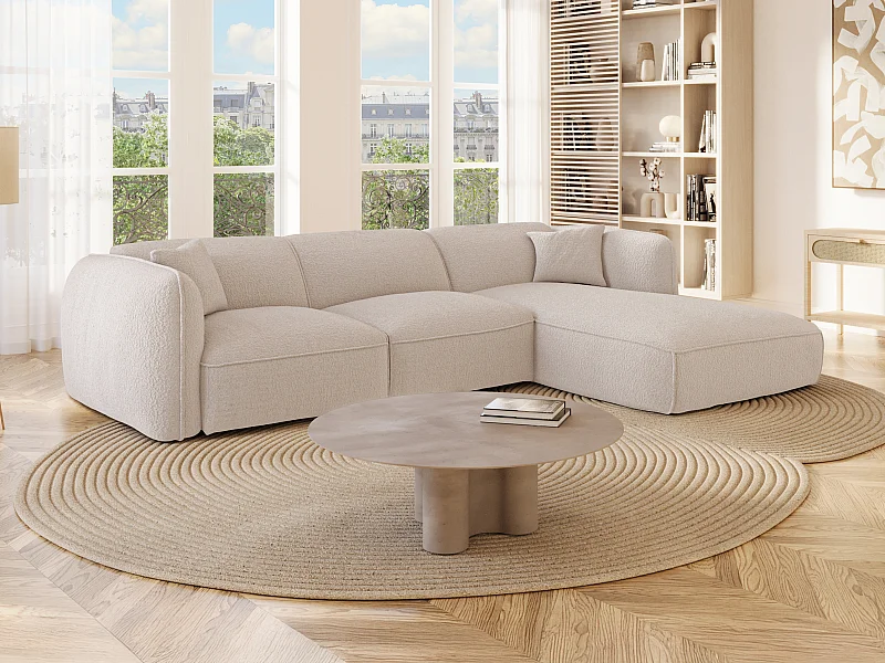 Sofá rinconera derecho de tela beige CAMILIO de Maison Céphy