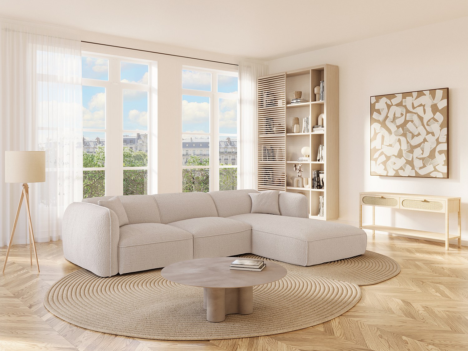 Vente-unique Ecksofa - Ecke Rechts - Stoff - Beige - Camilio Von Maison Céphy