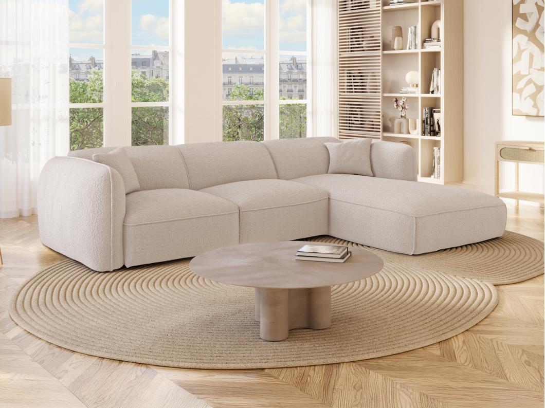 Canapé d'angle droit en tissu beige CAMILIO de Maison Céphy