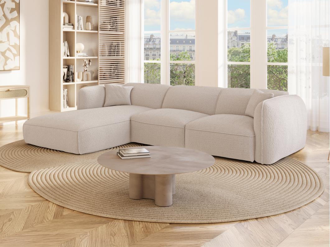 Canapé d'angle gauche en tissu beige CAMILIO de Maison Céphy