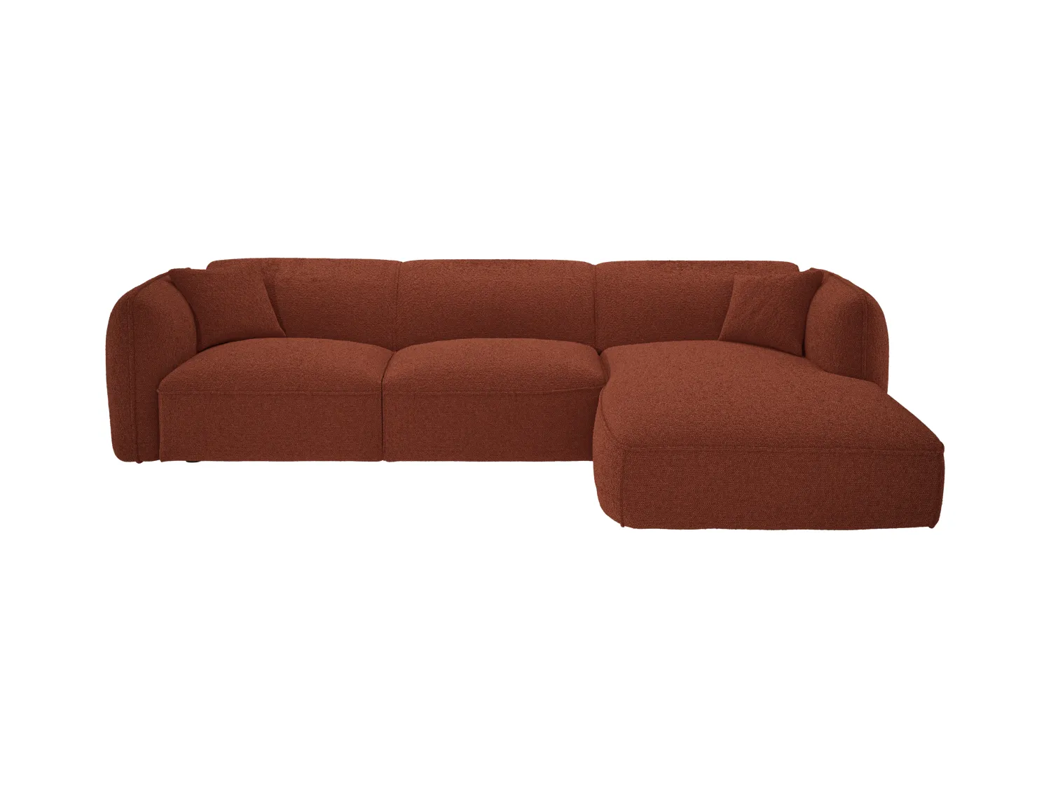 Canapé d'angle droit en tissu chenille terracotta CAMILIO de Maison Céphy