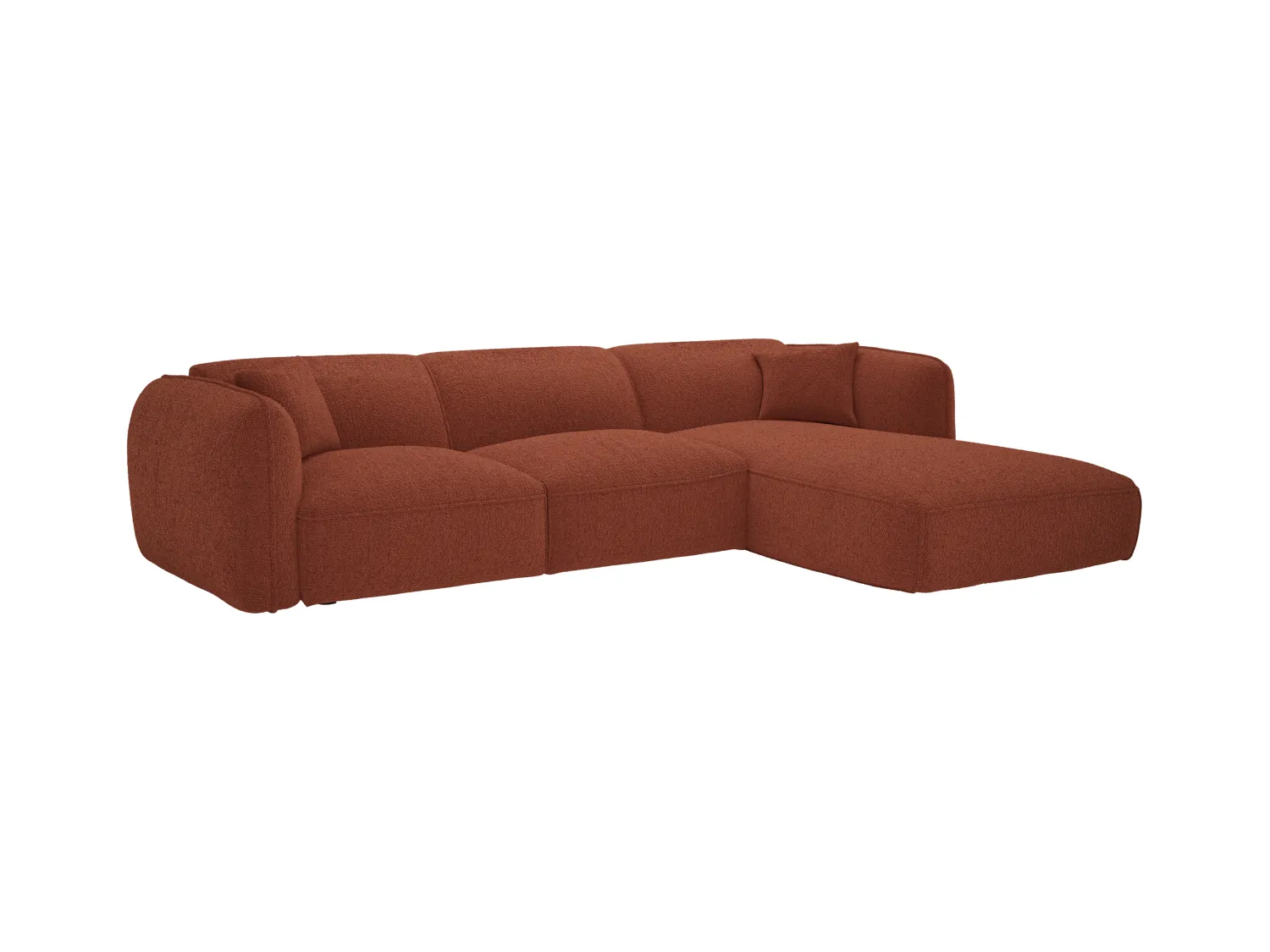 Canapé d'angle droit en tissu chenille terracotta CAMILIO de Maison Céphy