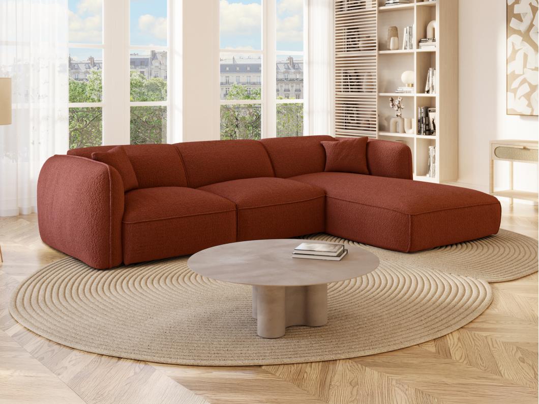 Canapé d'angle droit en tissu terracotta CAMILIO de Maison Céphy