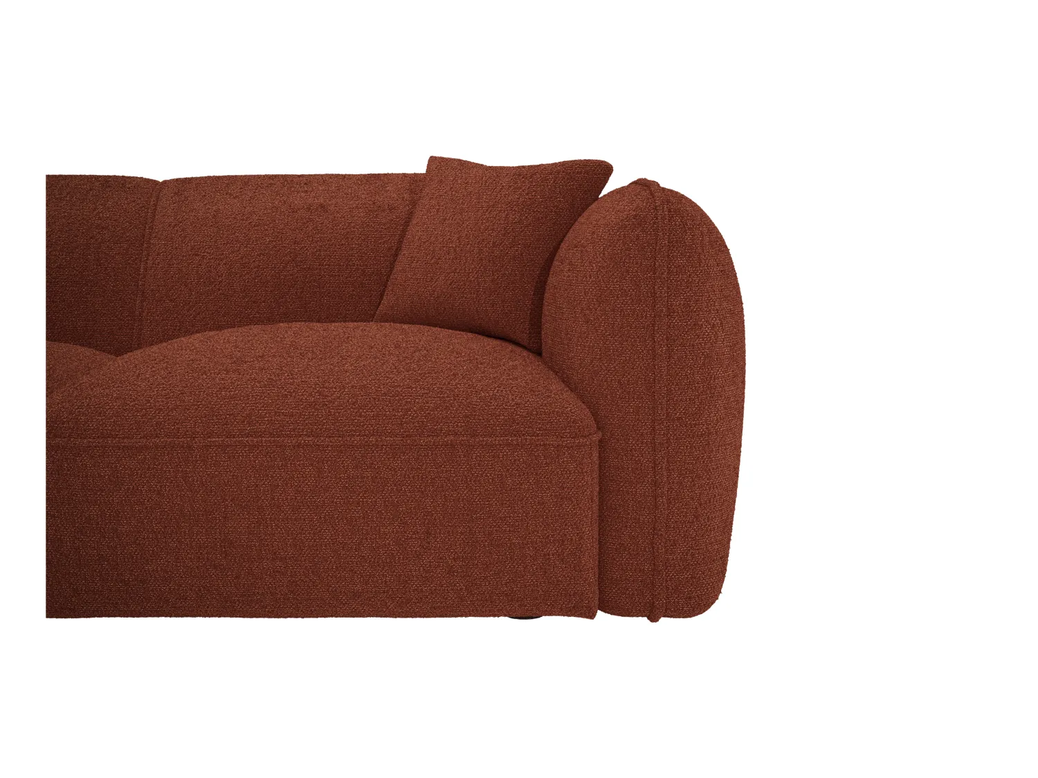 Hoekbank met hoek links van terracottakleurige stof CAMILIO van Maison Céphy