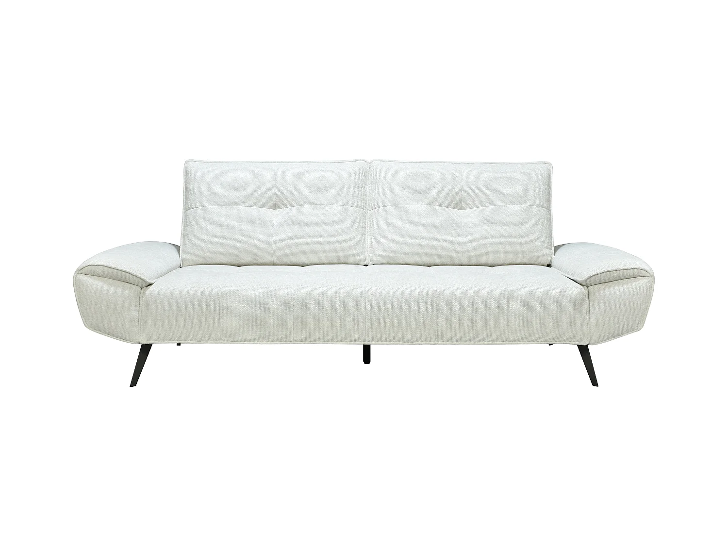 Kanapa 3-osobowa z teksturowaną tapicerką w kolorze kości słoniowej i przesuwnym oparciem - KELOPA