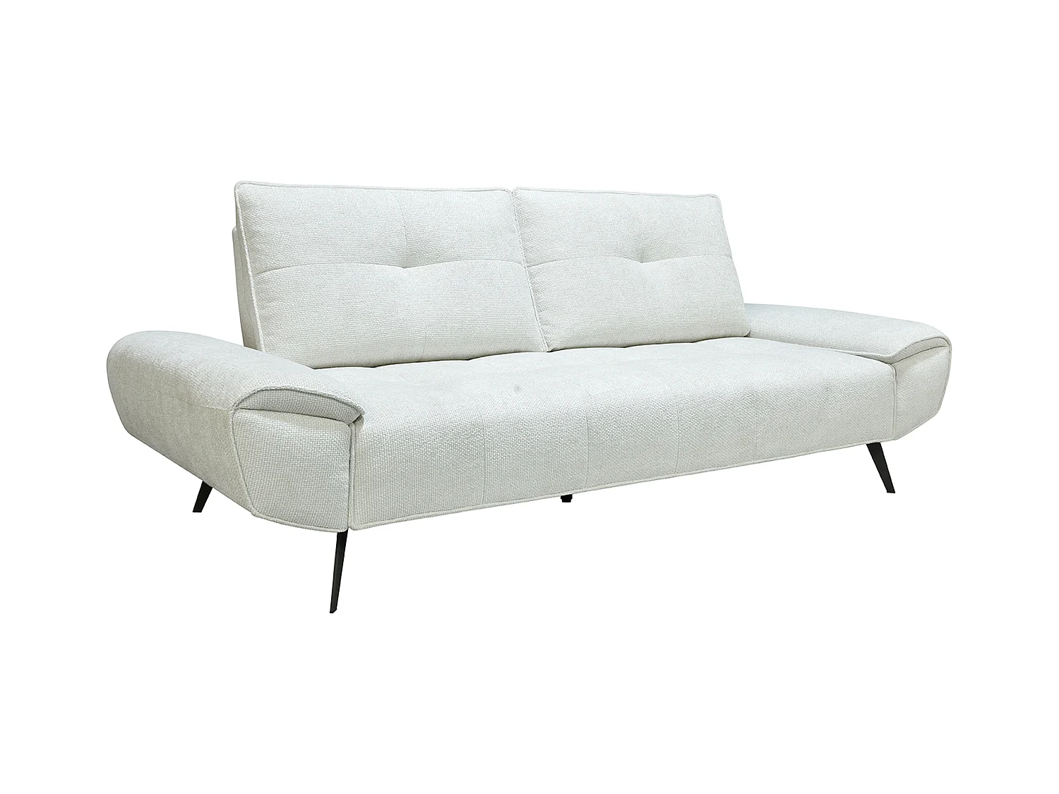 Kanapa 3-osobowa z teksturowaną tapicerką w kolorze kości słoniowej i przesuwnym oparciem - KELOPA