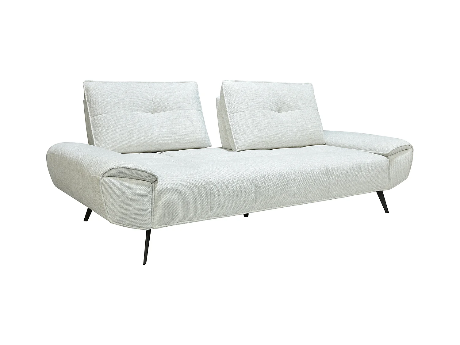 Kanapa 3-osobowa z teksturowaną tapicerką w kolorze kości słoniowej i przesuwnym oparciem - KELOPA