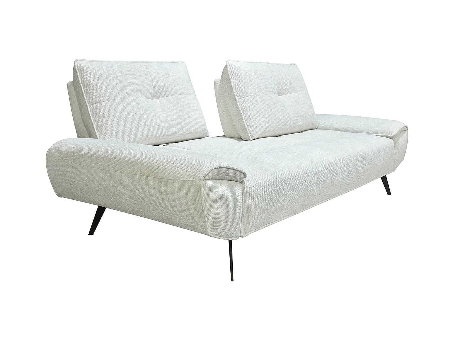 Kanapa 3-osobowa z teksturowaną tapicerką w kolorze kości słoniowej i przesuwnym oparciem - KELOPA