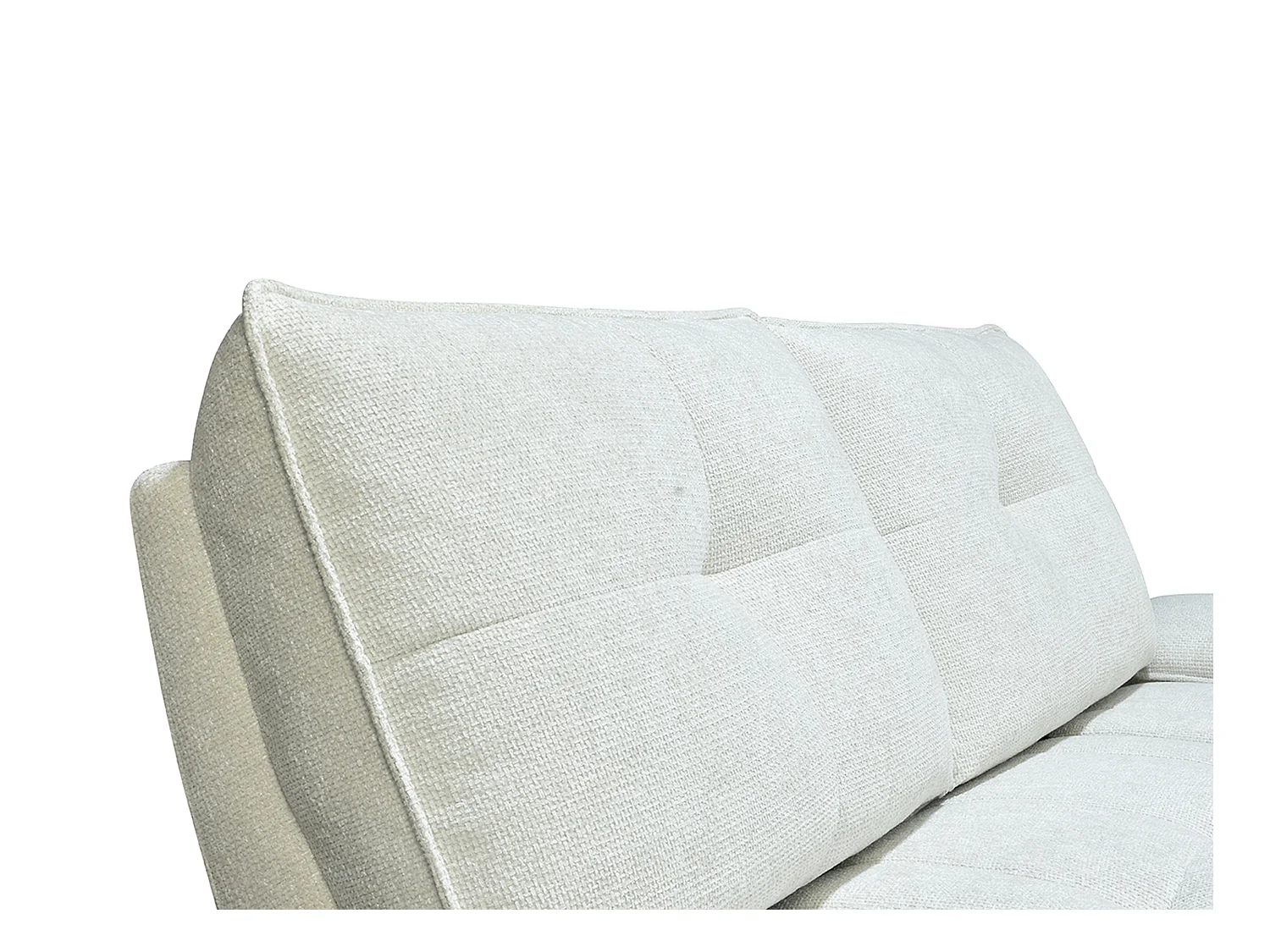 Kanapa 3-osobowa z teksturowaną tapicerką w kolorze kości słoniowej i przesuwnym oparciem - KELOPA