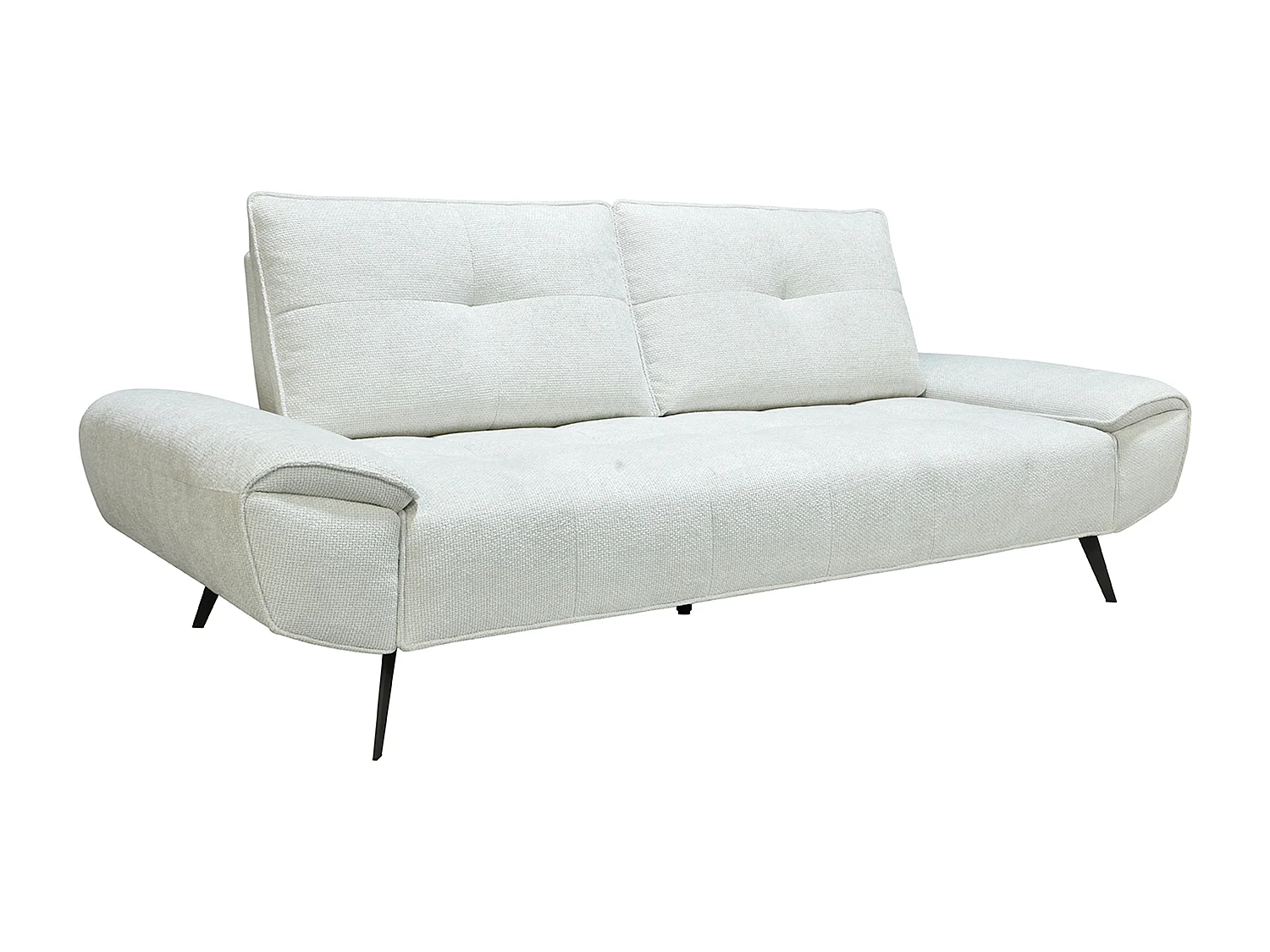 Canapé 3 places en tissu texturé blanc ivoire avec dossier avance-recule KELOPA