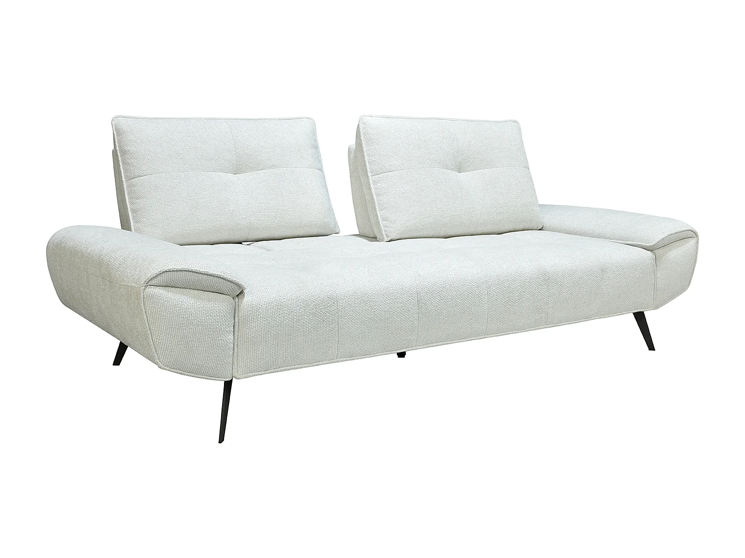 Canapé 3 places en tissu texturé blanc ivoire avec dossier avance-recule KELOPA