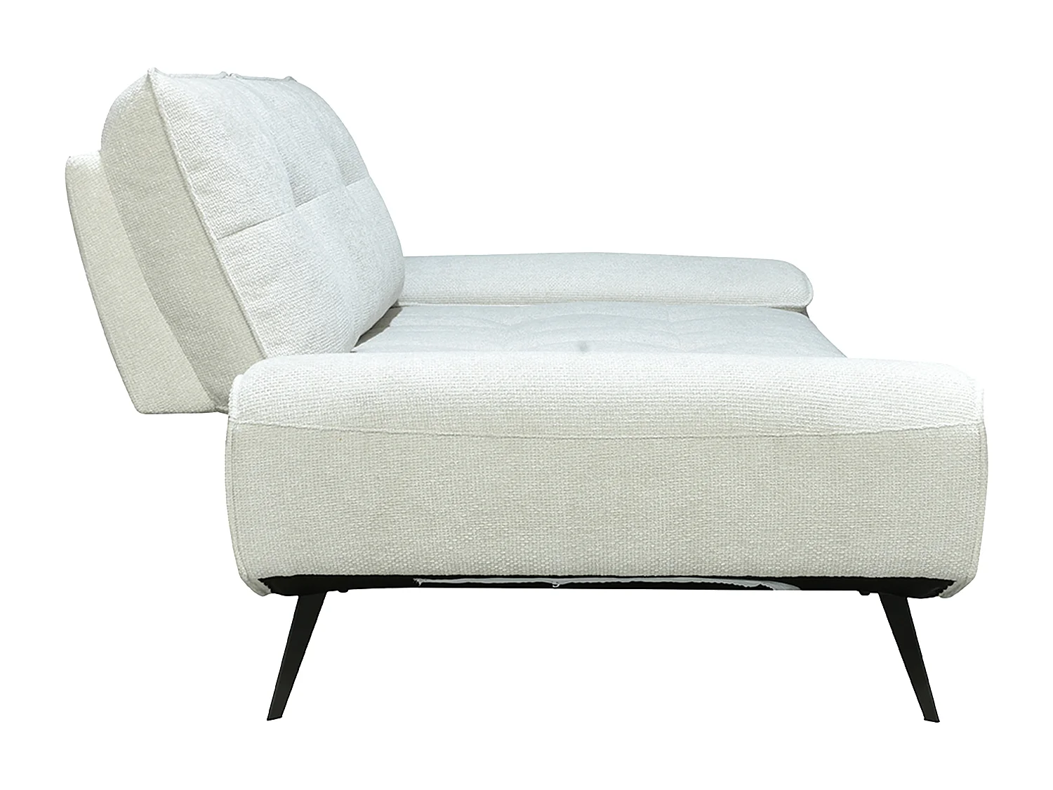 Canapé 3 places en tissu texturé blanc ivoire avec dossier avance-recule KELOPA