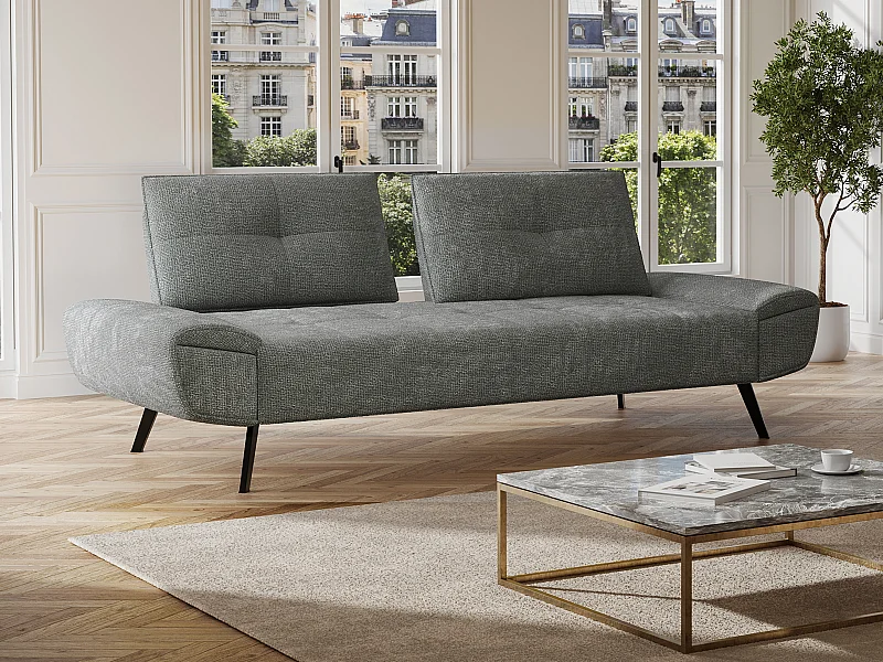 Sofa 3-Sitzer mit verstellbarer Rückenlehne - Strukturstoff - Grau - KELOPA