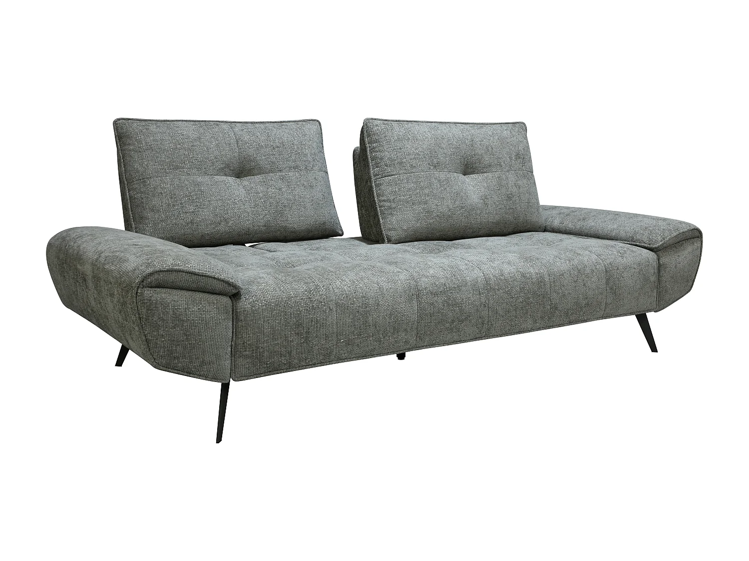 Canapé 3 places en tissu texturé gris avec dossier avance-recule KELOPA