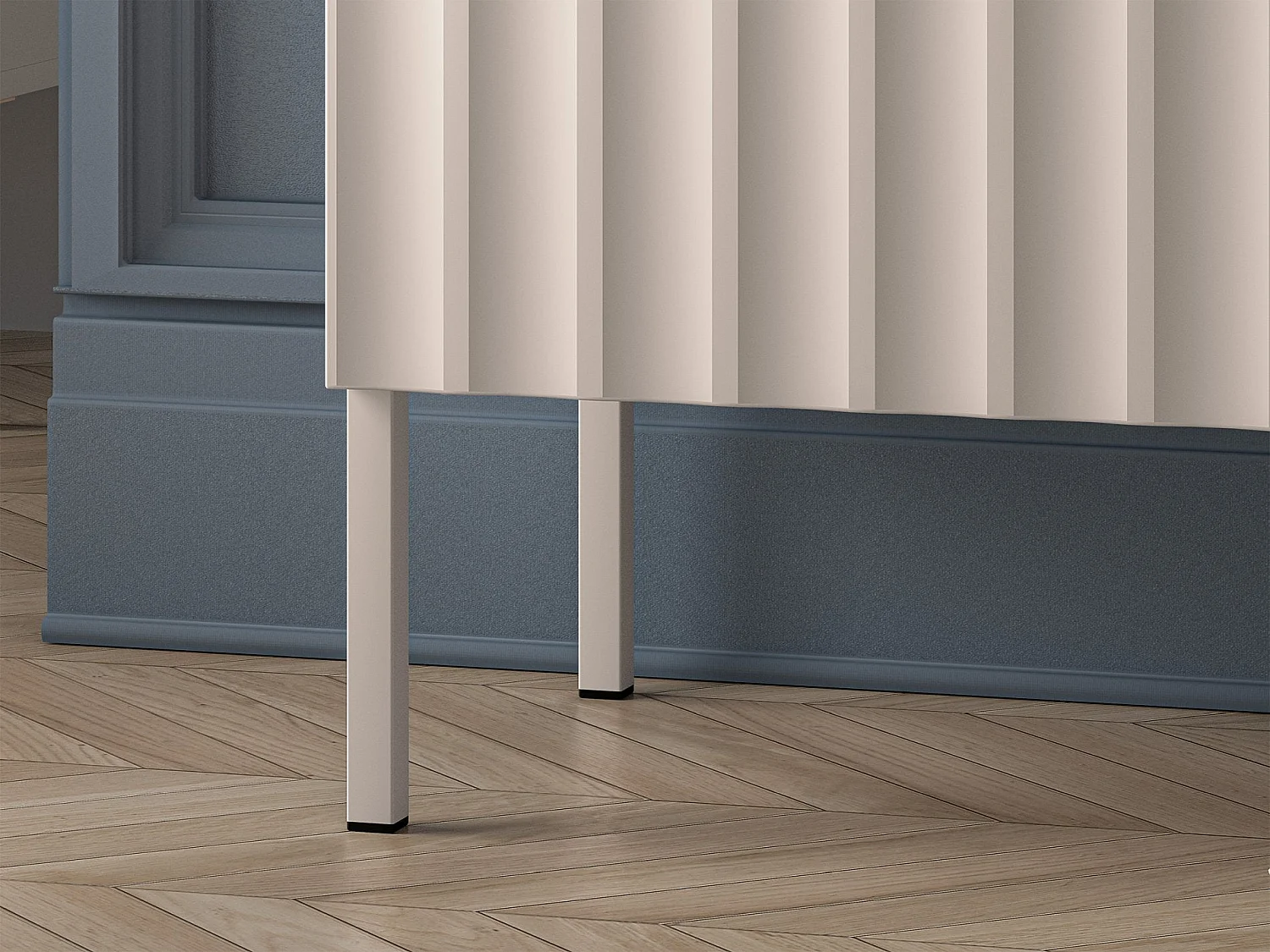 Table de chevet avec façades cannelées - 50 cm beige clair - DERRIVA