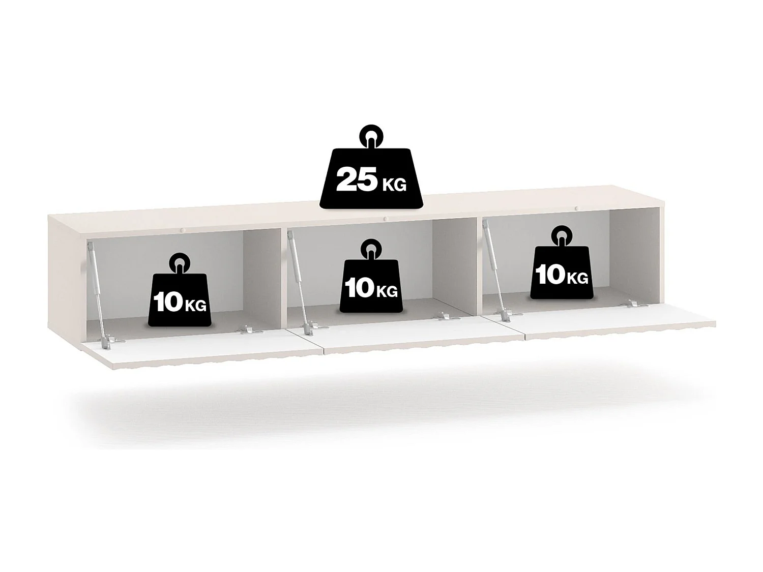 Meuble TV suspendu avec façades cannelées - 170 cm - beige clair - DERRIVA