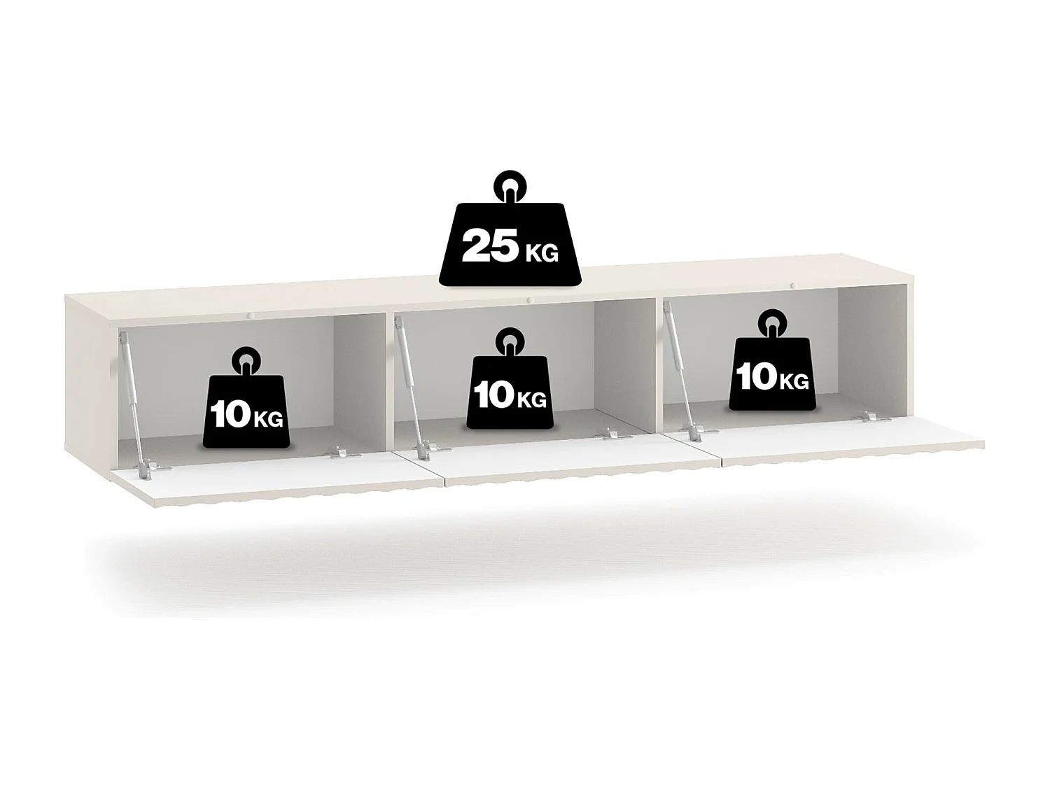 Meuble TV suspendu avec façades cannelées - 170 cm - beige clair - DERRIVA