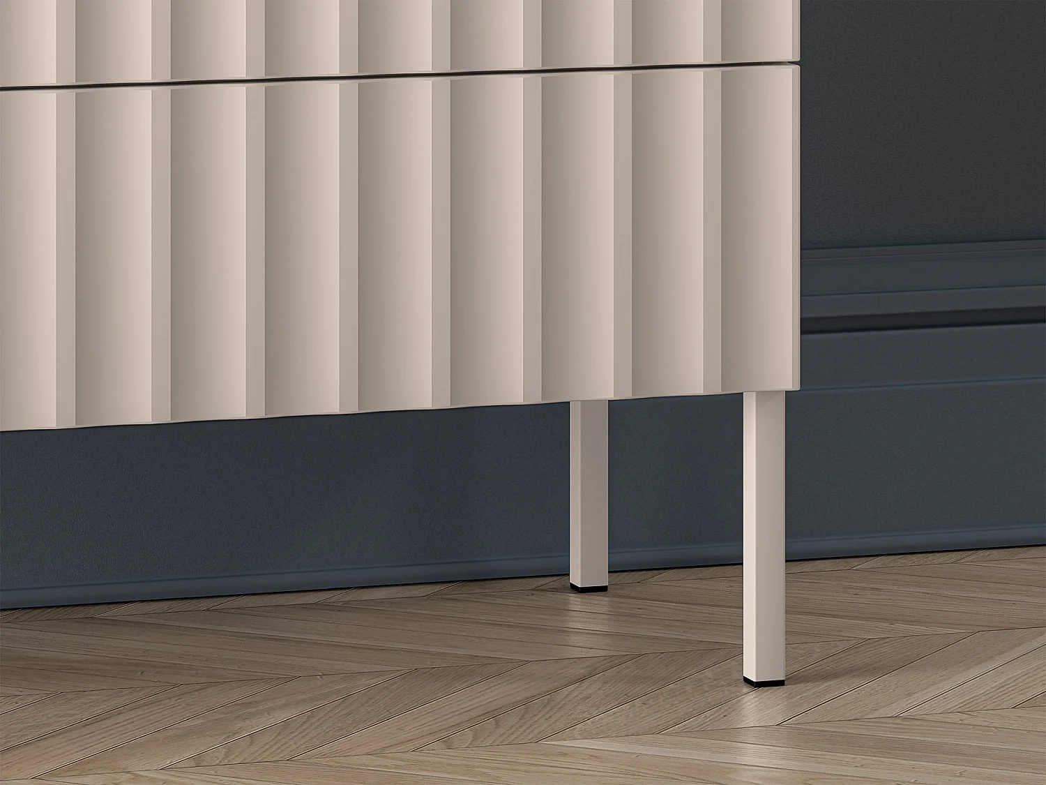 Commode avec façades cannelées - 113 cm - beige clair - DERRIVA