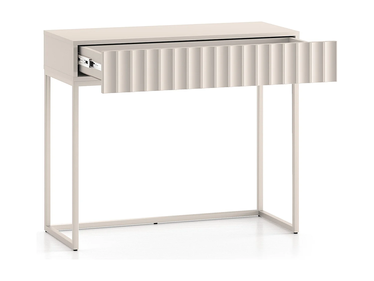 Coiffeuse avec tiroir et façades cannelées - 91 cm - beige clair - DERRIVA