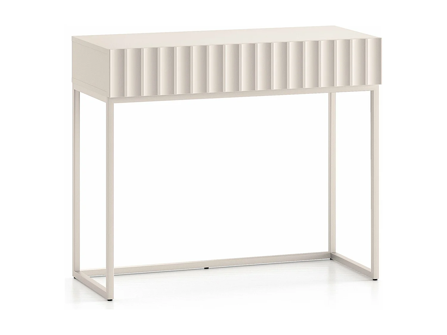 Coiffeuse avec tiroir et façades cannelées - 91 cm - beige clair - DERRIVA