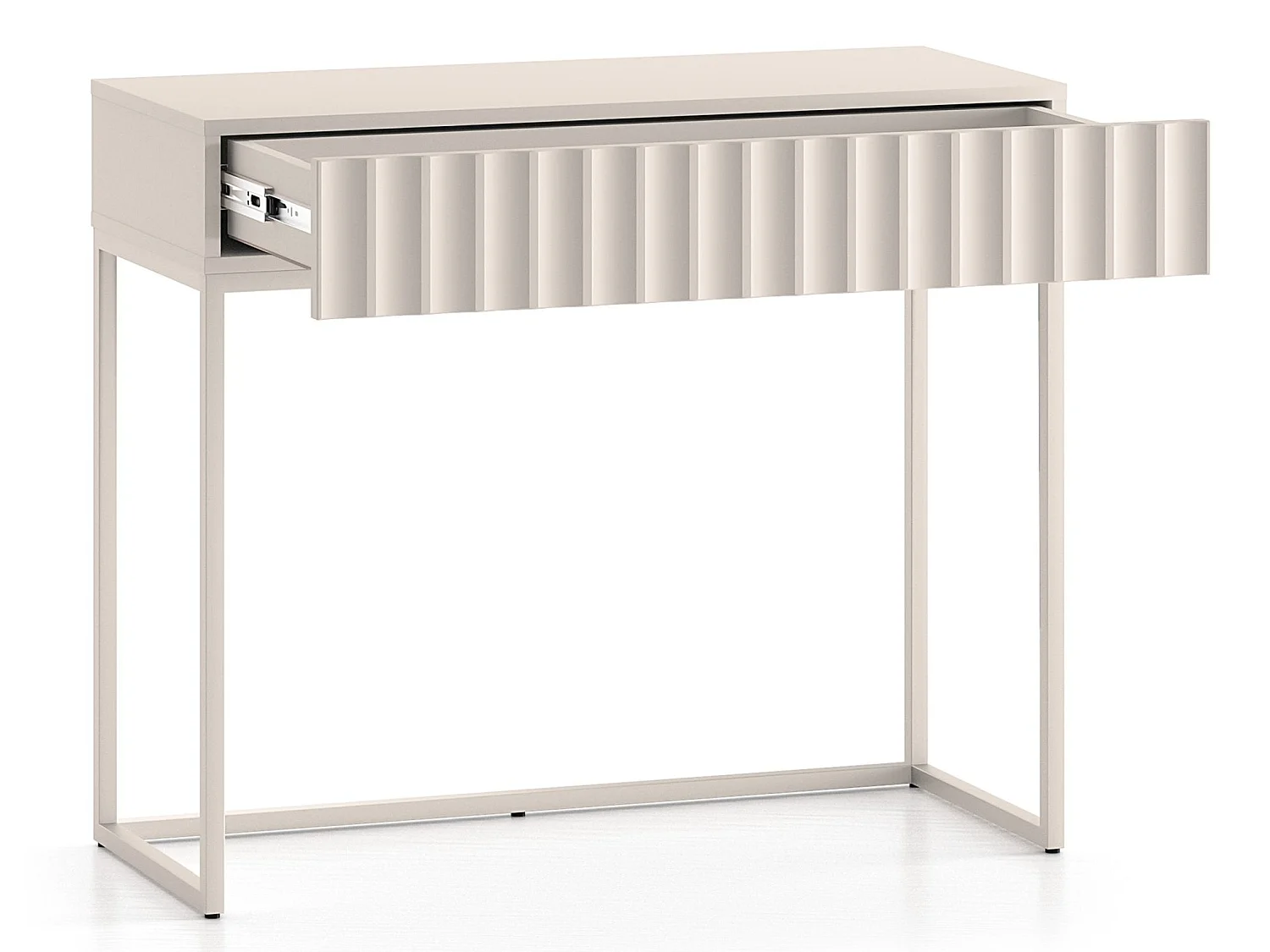 Coiffeuse avec tiroir et façades cannelées - 91 cm - beige clair - DERRIVA
