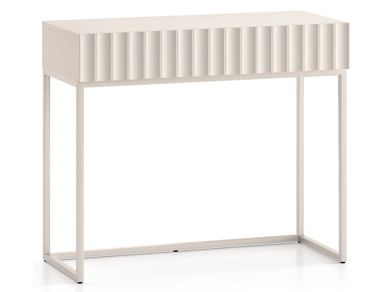 Coiffeuse avec tiroir et façades cannelées - 91 cm - beige clair - DERRIVA