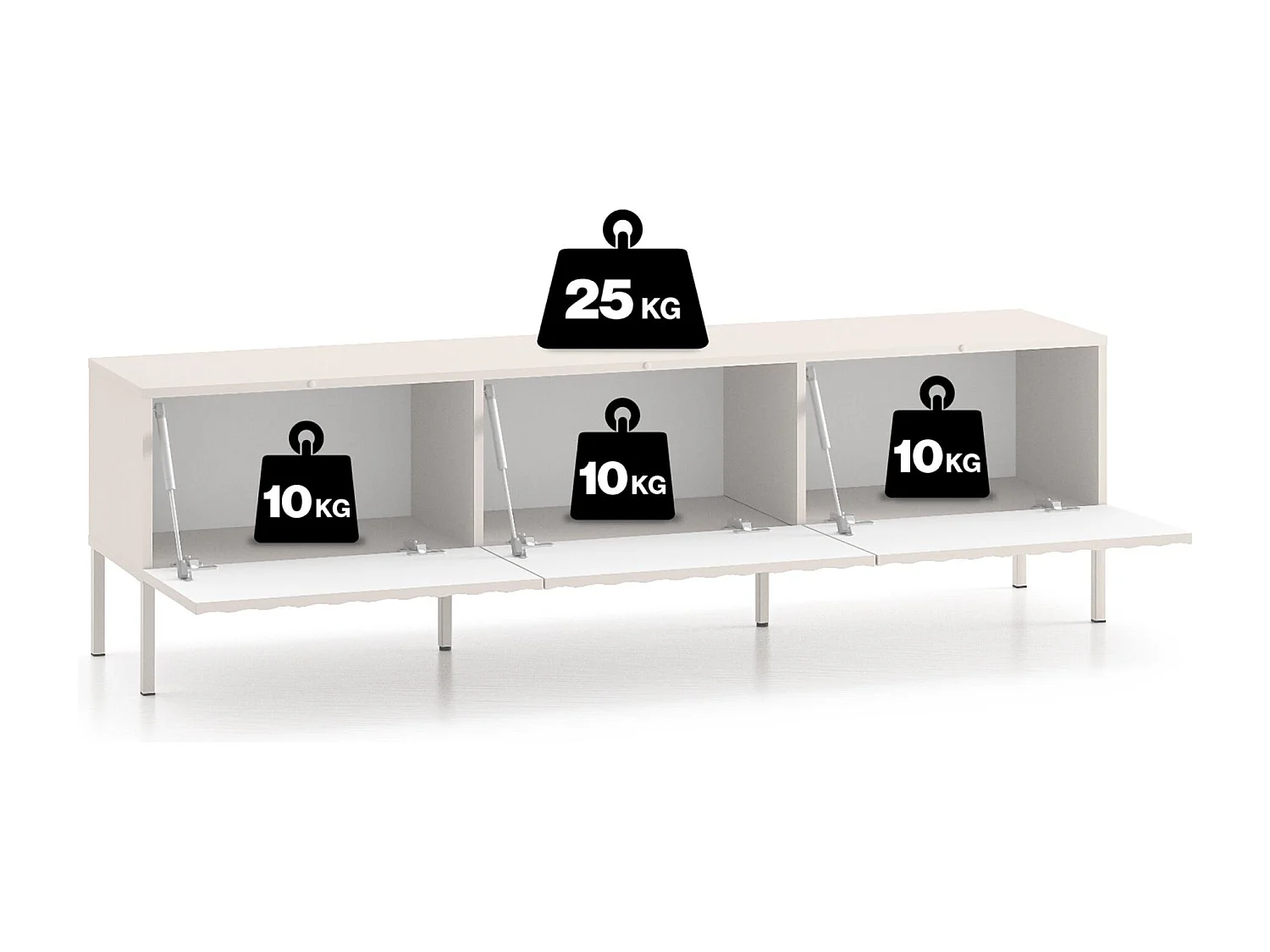 Meuble TV debout avec façades cannelées - 170 cm beige clair - DERRIVA