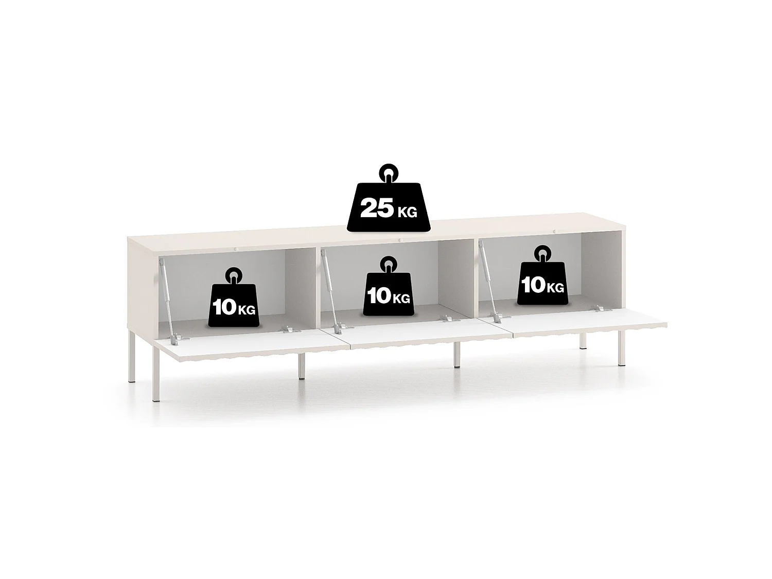 Staande tv-kast met gecanneleerde fronten - 170 cm lichtbeige - DERRIVA