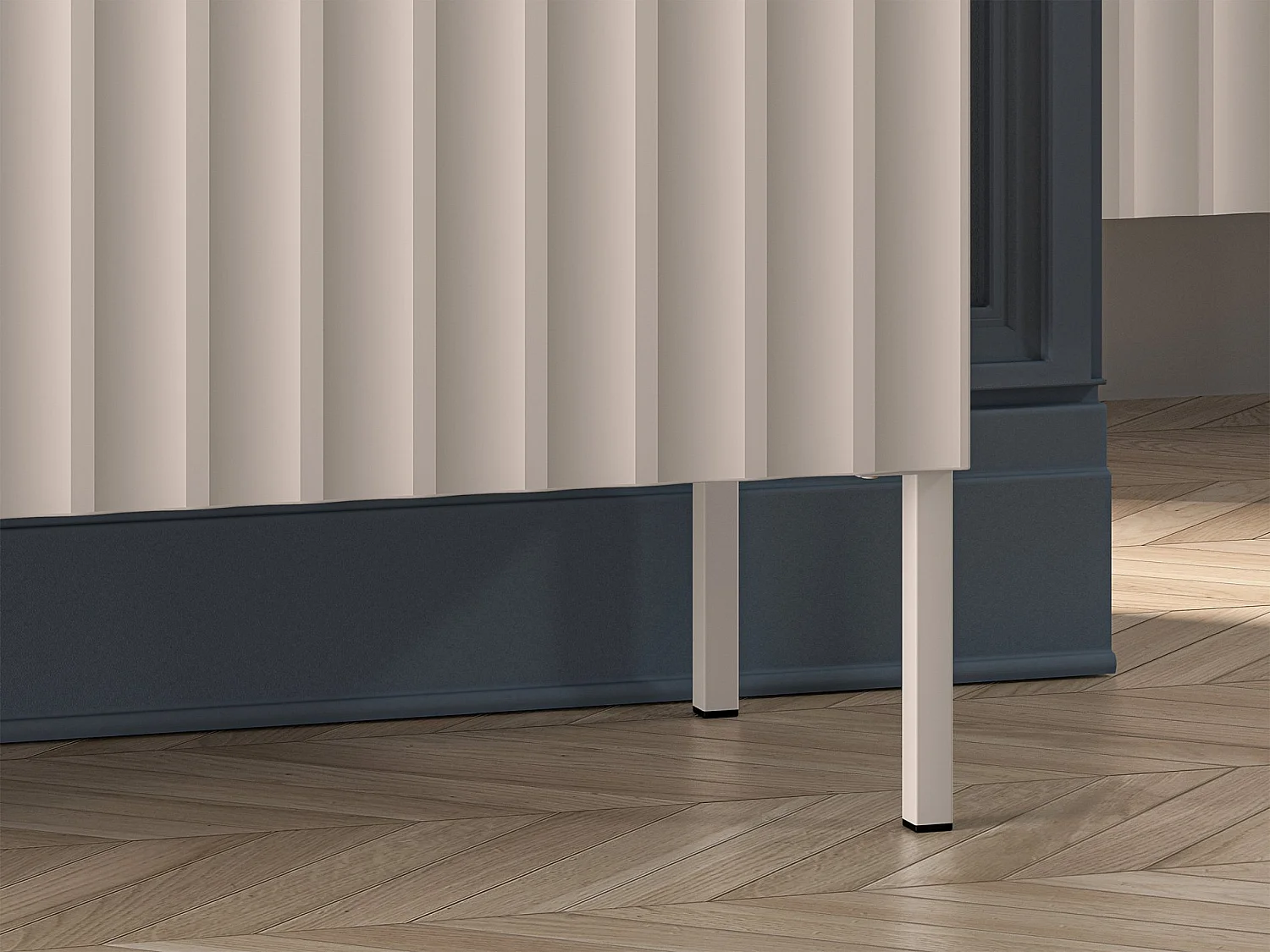 Commode à trois portes avec façades cannelées - 170 cm - beige clair - DERRIVA