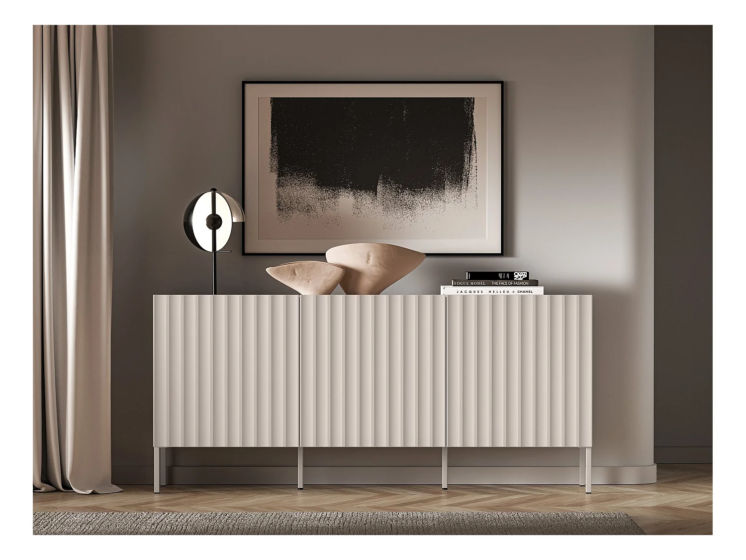Sideboard 3-türig - hellbeige - 170 cm - DERRIVA
