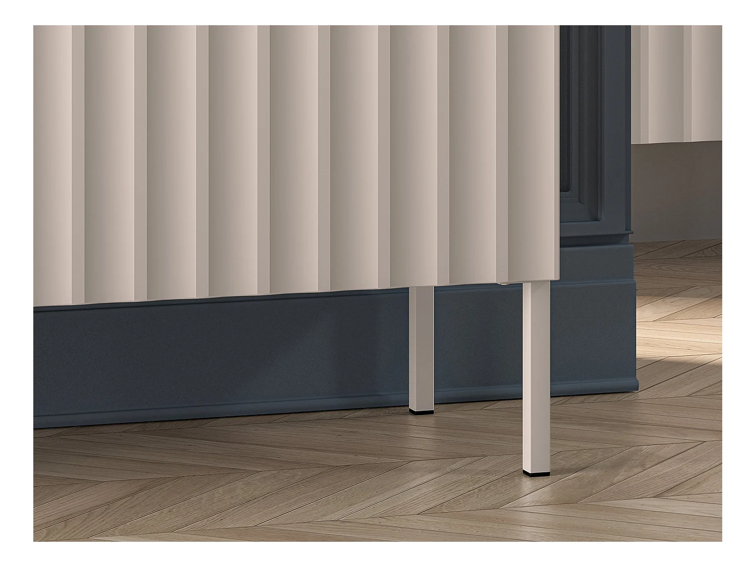 Commode à trois portes avec façades cannelées - 170 cm - beige clair - DERRIVA