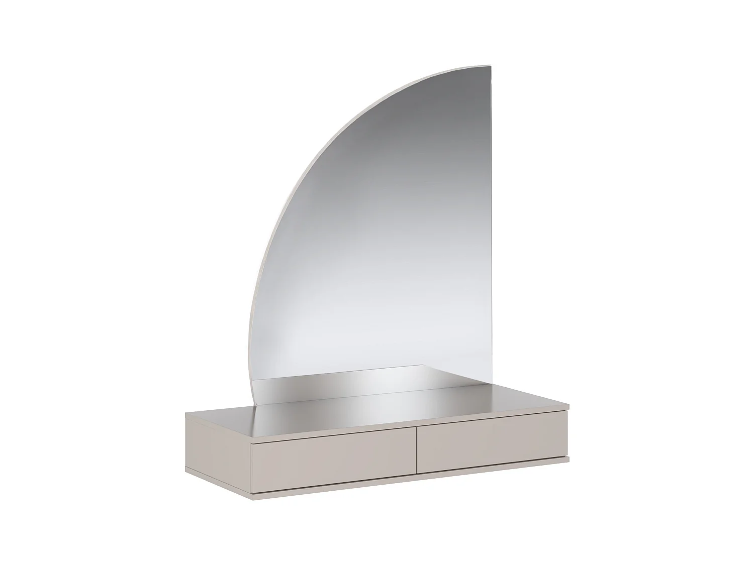 Tocador flotante con espejo LED - 2 cajones - Beige mate - JINEZA