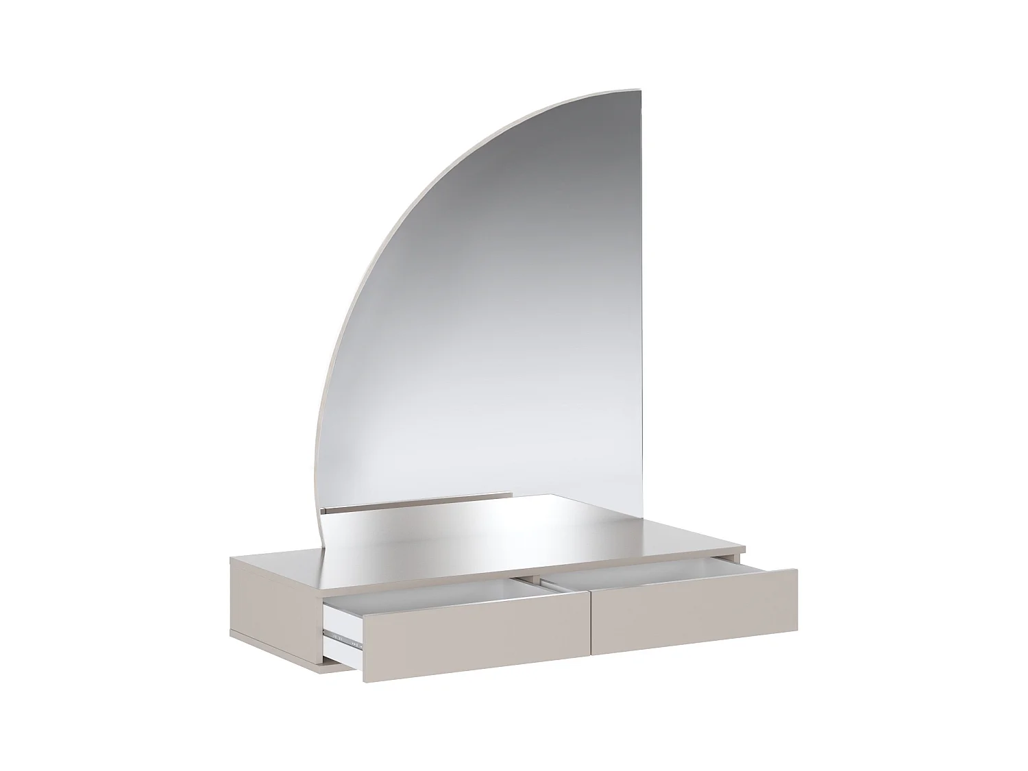 Tocador flotante con espejo LED - 2 cajones - Beige mate - JINEZA