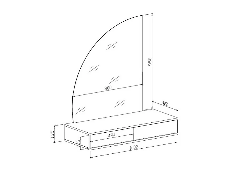 Väggmonterat sminkbord med 2 lådor i matt beige med LED-belysning JINEZA