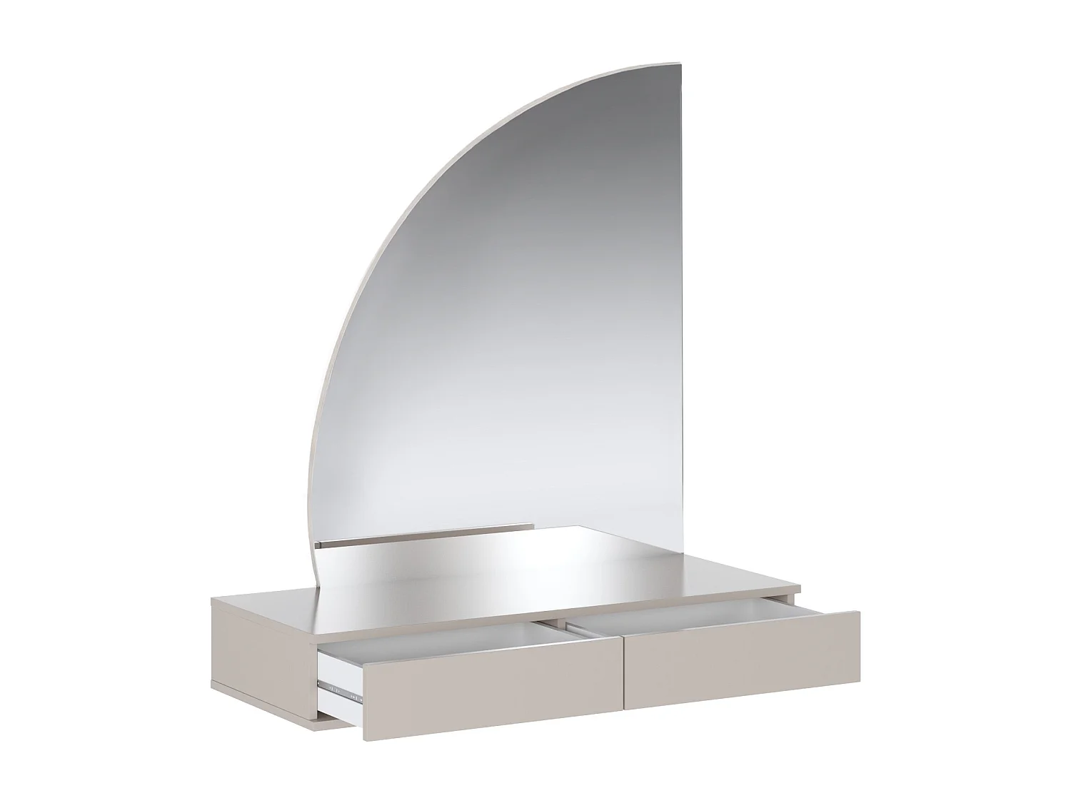 Väggmonterat sminkbord med 2 lådor i matt beige med LED-belysning JINEZA