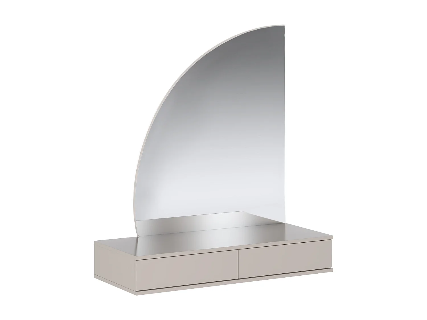 Väggmonterat sminkbord med 2 lådor i matt beige med LED-belysning JINEZA