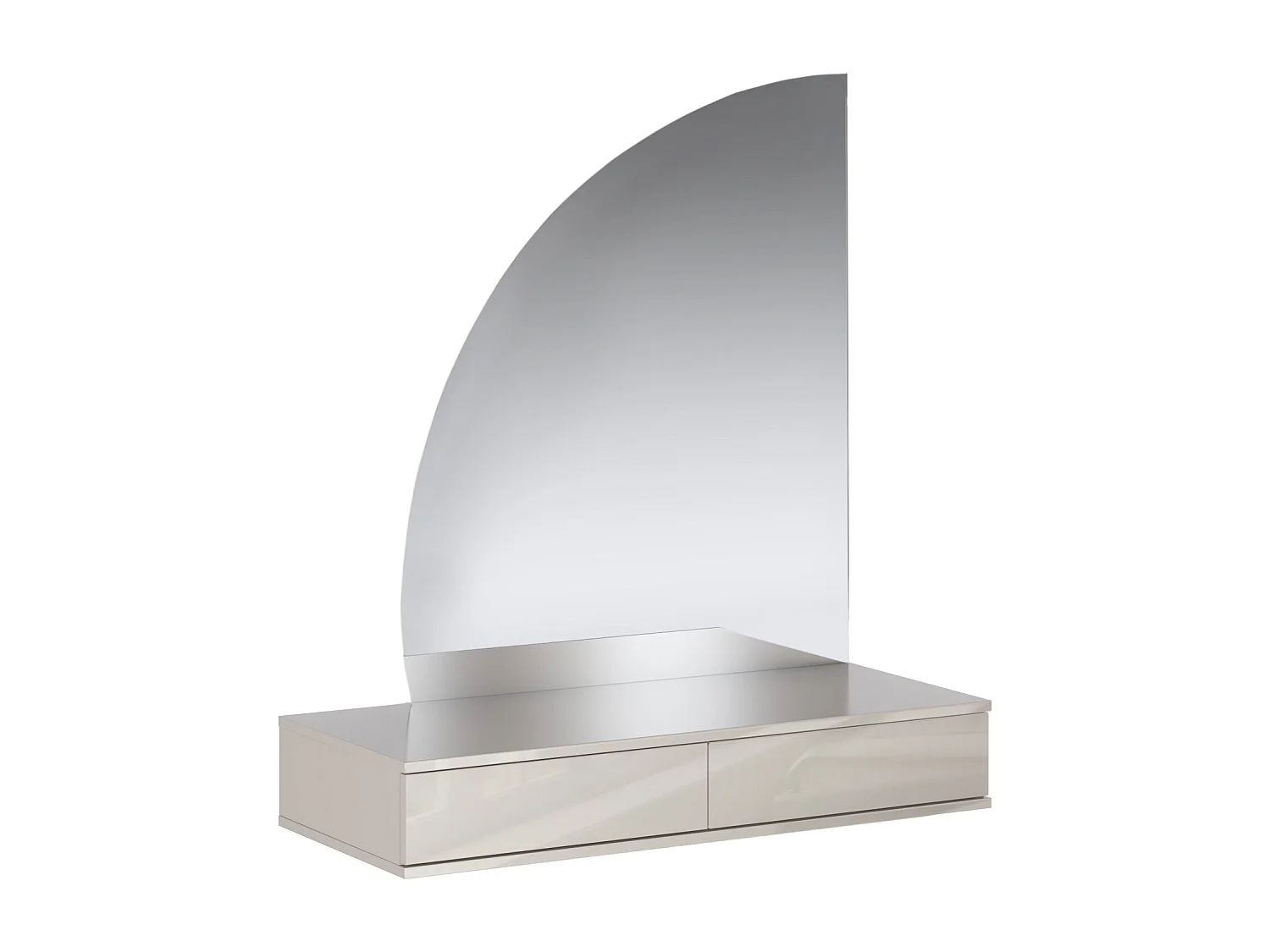 Zwevende kaptafel met spiegel en ledverlichting - 2 lades - Mat beige - JINEZA