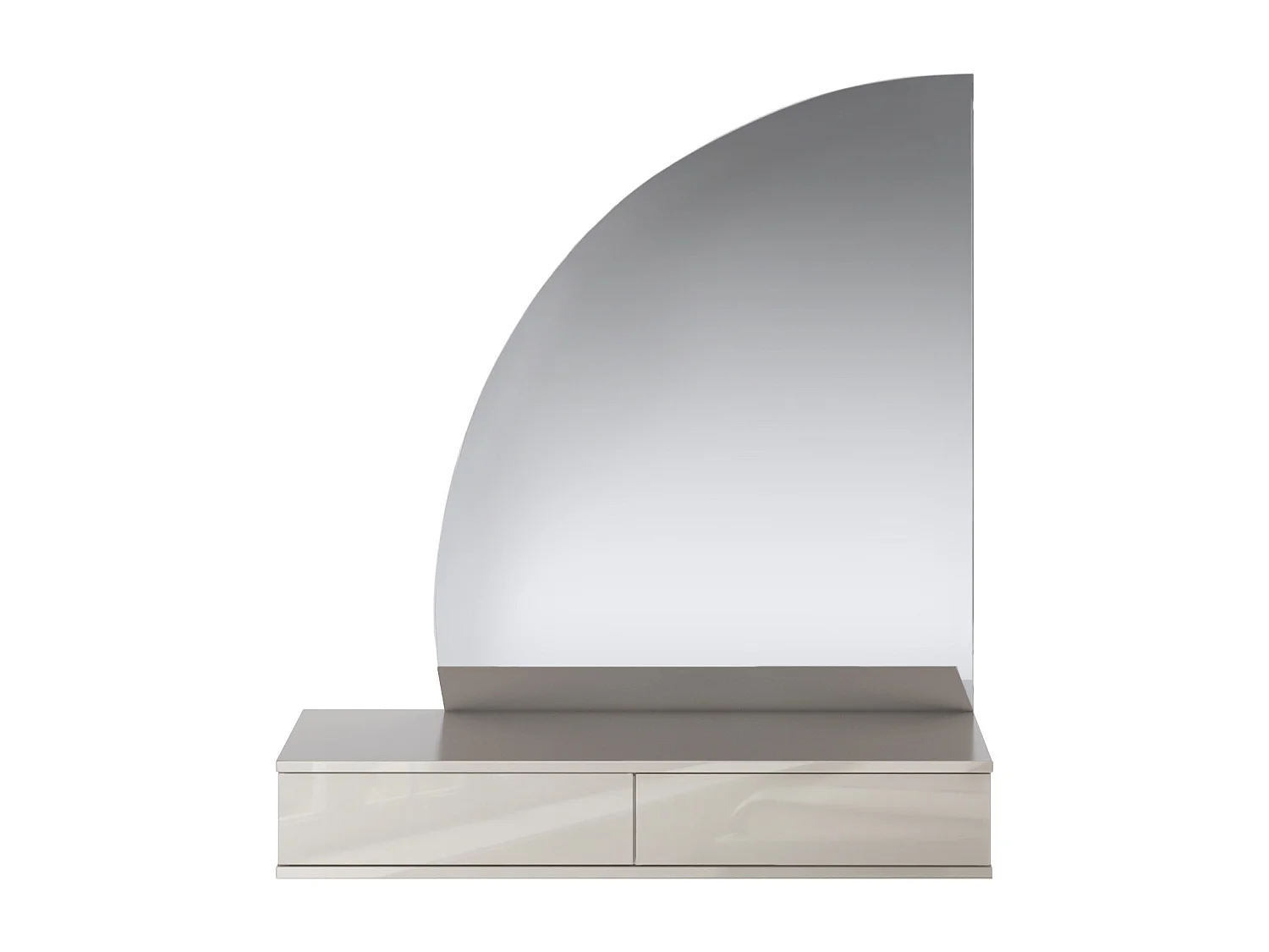 Zwevende kaptafel met spiegel en ledverlichting - 2 lades - Mat beige - JINEZA