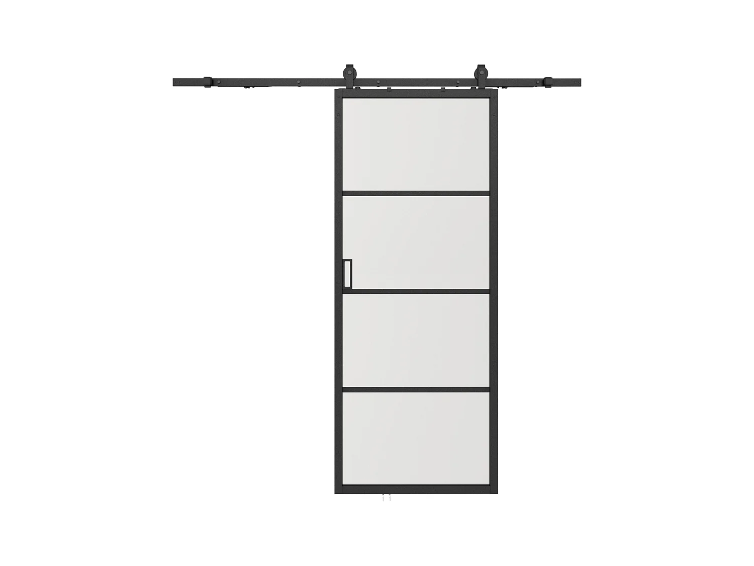 Porte coulissante avec système en applique - aluminium et verre trempé dépoli - H205 x L83 cm -  SINCA II