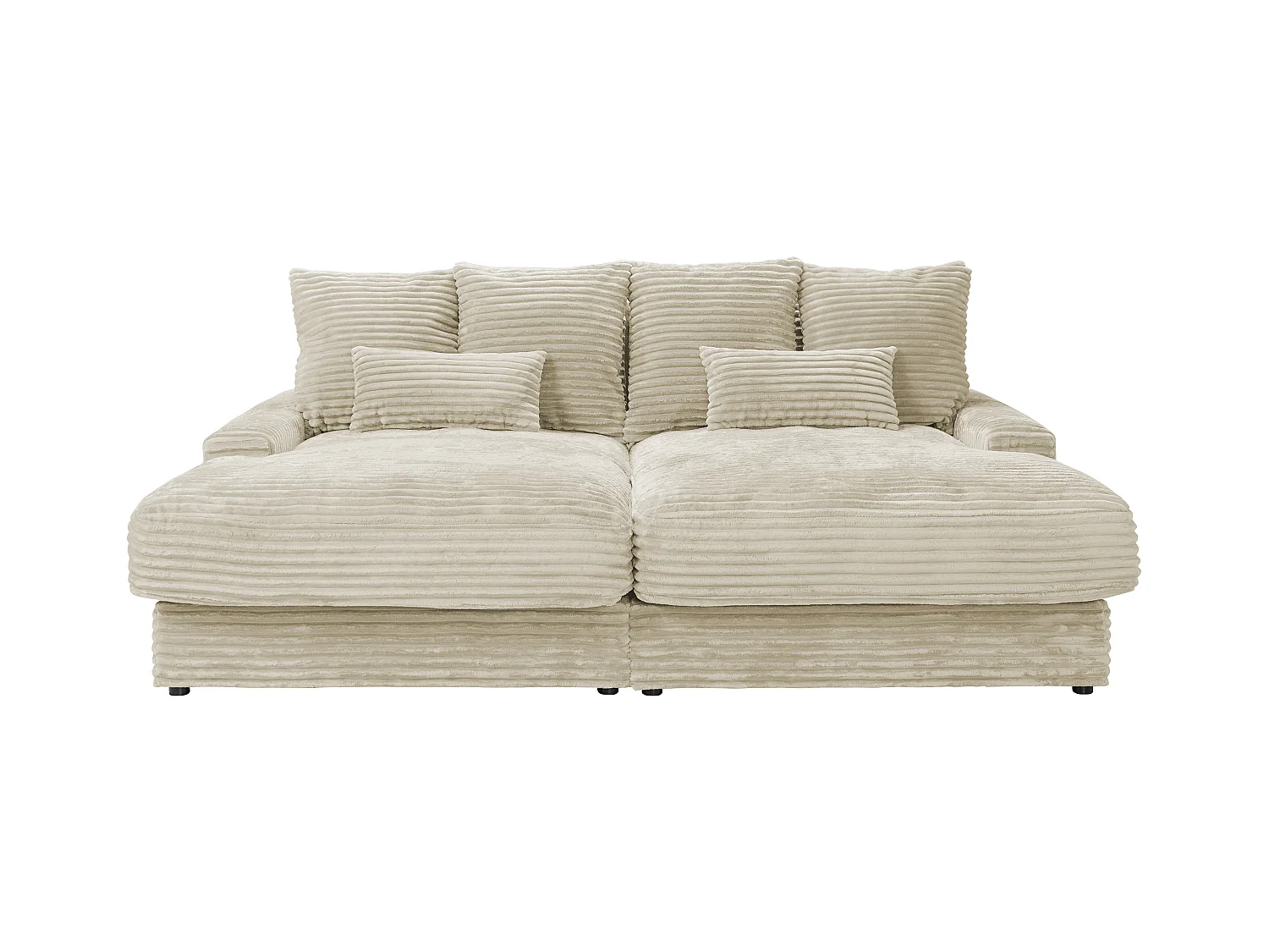 Sofá de 3 lugares conforto assento profundo em veludo canelado grosso bege - CALAZO de Pascal Morabito