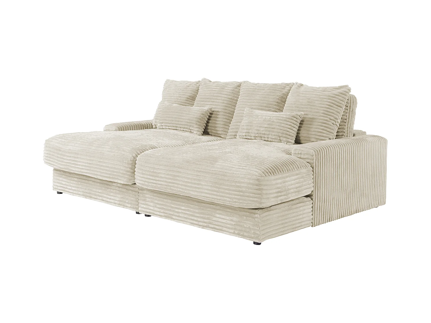 Sofa 3-Sitzer - tiefe Komfortsitzfläche - grob gerippter Cord - Beige - CALAZO von Pascal Morabito