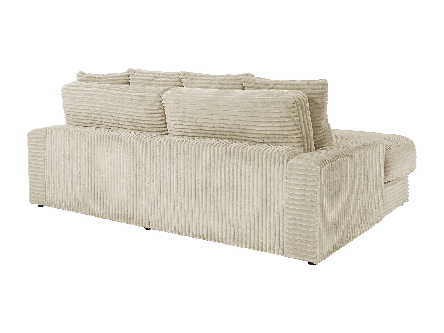 Comfortabele driezitsbank met diepe zitting van beige ribfluweel met brede ribbels CALAZO van Pascal Morabito