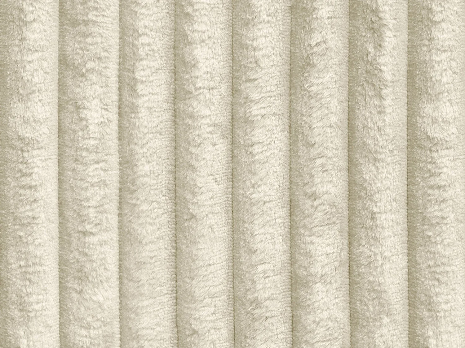Comfortabele driezitsbank met diepe zitting van beige ribfluweel met brede ribbels CALAZO van Pascal Morabito
