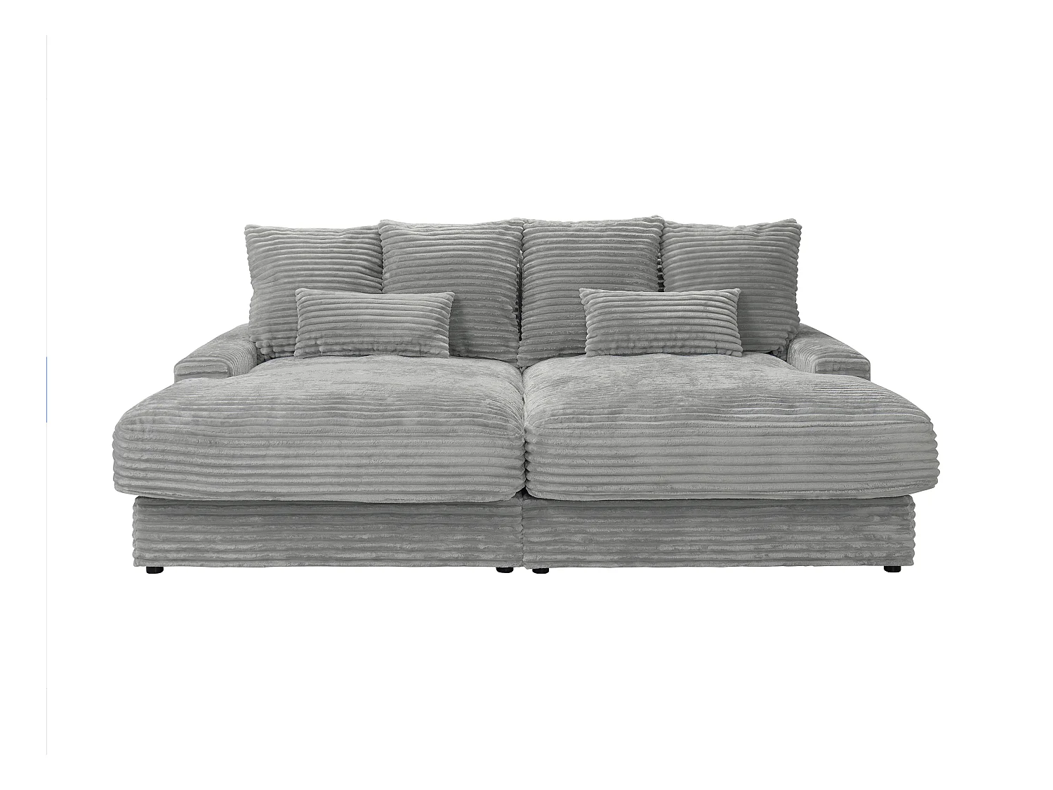 Kanapa 3-osobowa z głębokim siedziskiem z szarego szeroko prążkowanego sztruksu - CALAZO marki Pascal Morabito