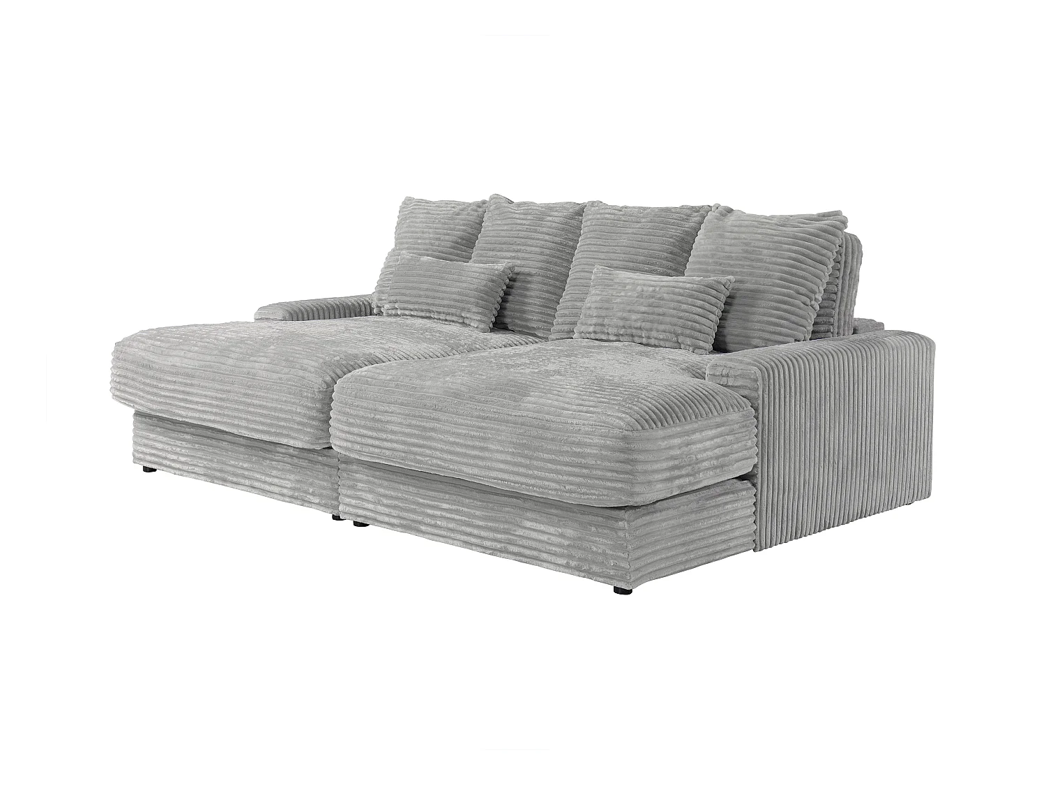 Kanapa 3-osobowa z głębokim siedziskiem z szarego szeroko prążkowanego sztruksu - CALAZO marki Pascal Morabito